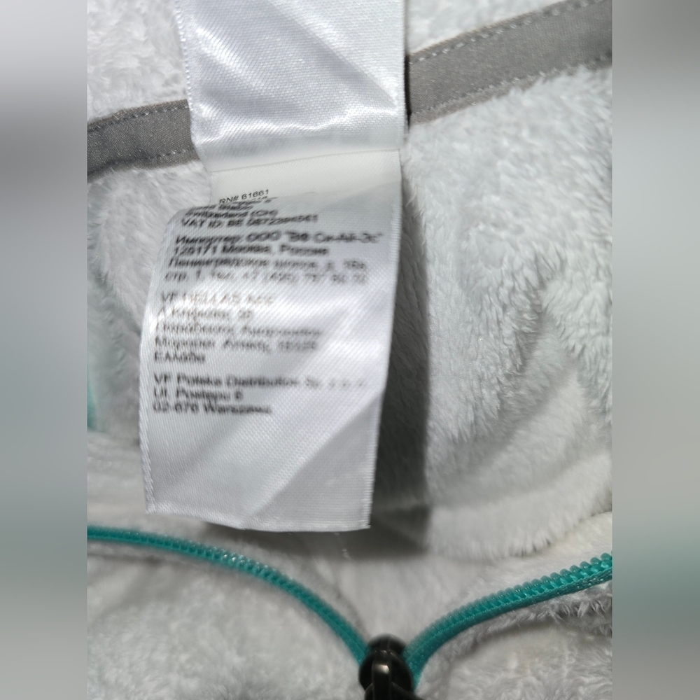 The North Face Girls’ XL (18) White Fleece Pullover Jacket – Aqua Trim - Picture 7 of 9